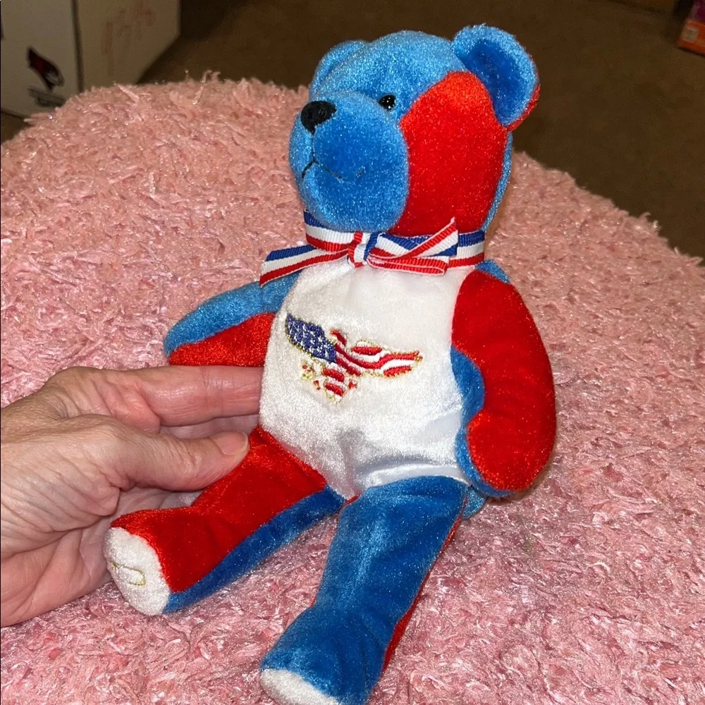 Holy Bears Allegiance Plush  bear with Patriotic Ribbon